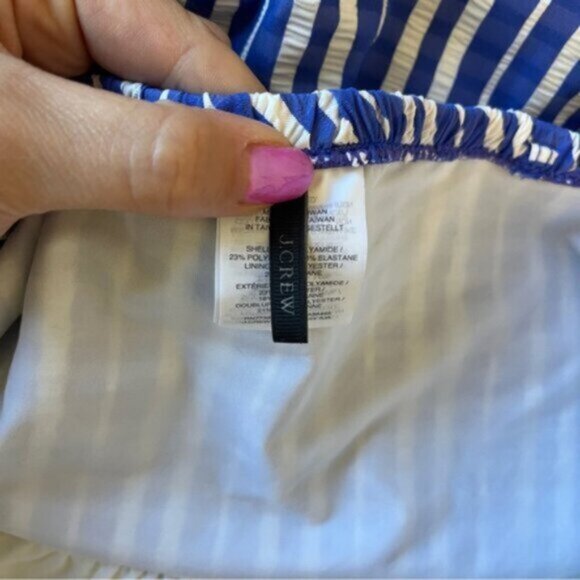 J. Crew Ruffle Bandeau One-Piece Swimsuit Puckered Stripe - Picture 6 of 9